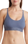 Calvin Klein Refined Rib Lightly Lined Bralette In Scorched