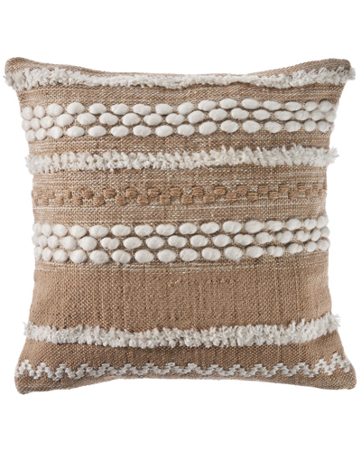 Lr Home Jess Natural Textured Striped Decorative Pillow In Beige