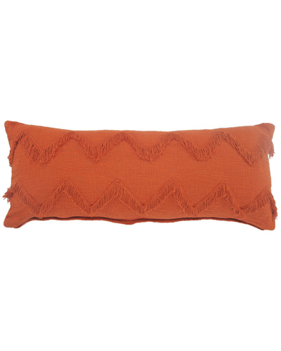 Lr Home Cinnamon Chevron Fringed Lumbar Decorative Pillow In Orange