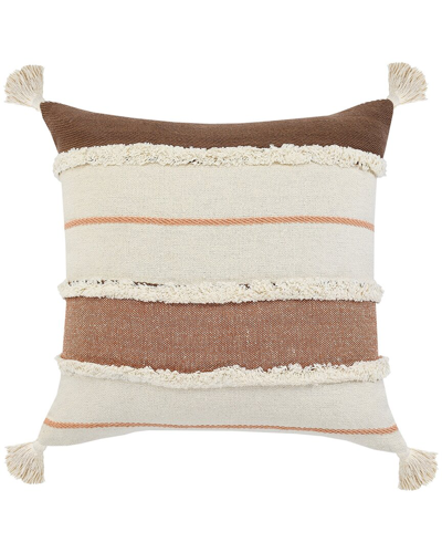 Lr Home Rory Striped Tasseled Brown Decorative Pillow