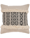 Lr Home Harper Modern Black & Natural Overtufted Decorative Pillow In Black