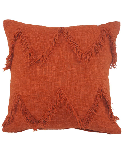 Lr Home Cinnamon Chevron Fringed Decorative Pillow In Orange
