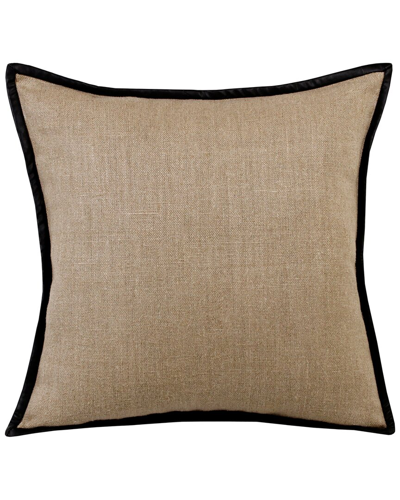 Lr Home Estate Handwoven Tan & Black Solid Linen Decorative Pillow In Brown