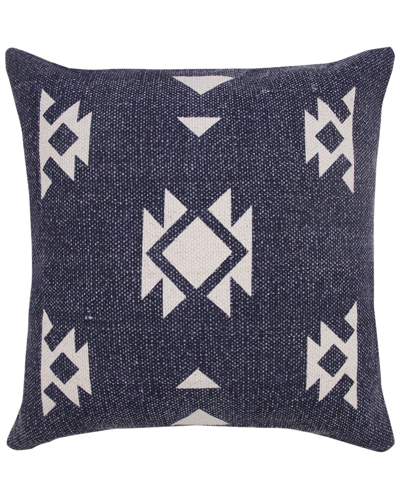Lr Home Jasper Stonewashed Denim Geometric Decorative Pillow In Blue