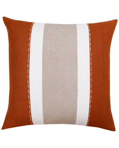 Lr Home Estate Handwoven Rust & Grey Striped Linen Decorative Pillow In Red