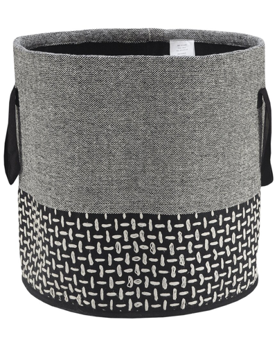 Lr Home Modern Monochromatic Embroidered Storage Basket In Grey