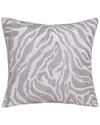 LR HOME LR HOME CHLOE IVORY & SILVER TIGER PRINT EMBROIDERED DECORATIVE PILLOW