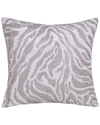 Lr Home Chloe Ivory & Silver Tiger Print Embroidered Decorative Pillow In White