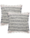 Lr Home Set Of 2 Angelica Striped Fringe Throw Pillows In Grey