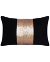 Lr Home Chloe Black & Gold Color Block Sequined Decorative Pillow In Black