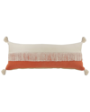 Lr Home Ella Color Block Orange Fringed Lumbar Decorative In Orange
