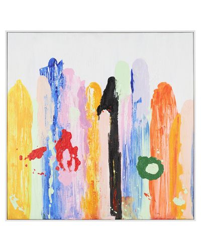 PEYTON LANE PEYTON LANE ABSTRACT MULTI COLORED CANVAS PAINT STROKE DECORATIVE WALL ART WITH WHITE FRAME