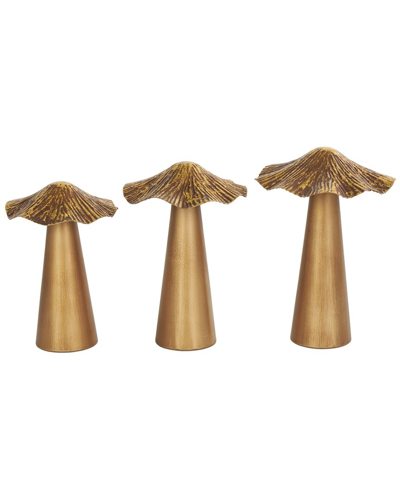 Peyton Lane Set Of 3 Textured Mushroom Sculptures In Bronze