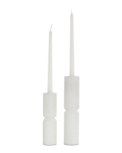 Peyton Lane Set Of 2 Minimalistic Tapered Candleholders In White