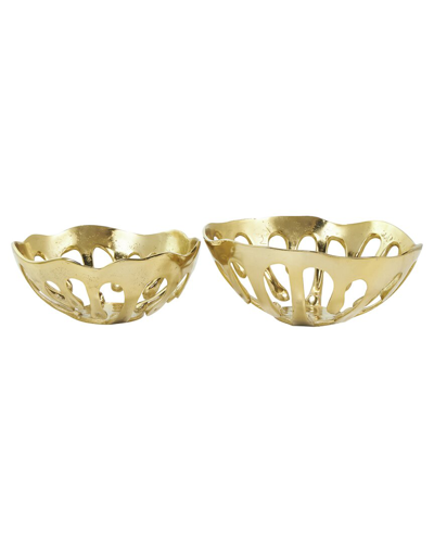 Peyton Lane Set Of 2 Drip Decorative Bowls In Gold