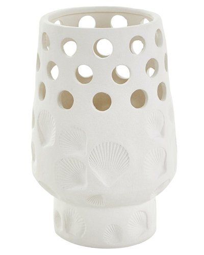 Peyton Lane Shell Ceramic Vase In White