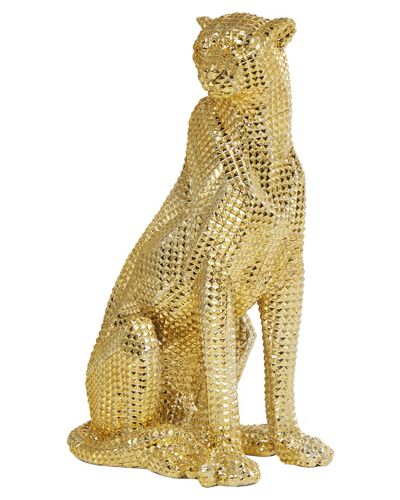 Peyton Lane Sitting Leopard Sculpture In Gold