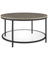 Abraham + Ivy Sevilla 32'' Wide Round Coffee Table With Mdf Top And Glass Shelf In Grey