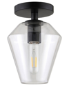 Abraham + Ivy Remy 7in Wide Semi Flush Mount With Glass Shade In Black