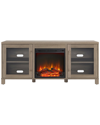 Abraham + Ivy Quincy Rectangular Tv Stand With Log Fireplace For Tvs Up To  65in