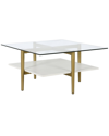 Abraham + Ivy Otto 32in Square Coffee Table With White Lacquer Shelf