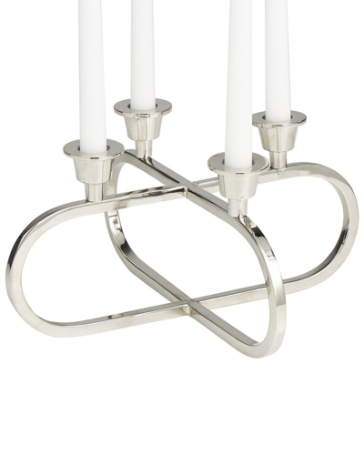 Peyton Lane Geometric Silver Stainless Steel Overlapping Oval Candelabra