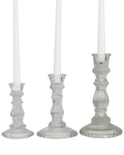 Peyton Lane Set Of 3 Clear Glass Candle Holder