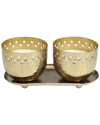 Peyton Lane Set Of 2 White Wax Jasmine Scented Cutout Spotted 7oz 1-wick Candle In White