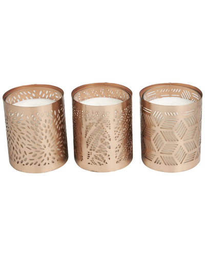 Peyton Lane Set Of 3 Geometric White Wax Campfire Scented 13oz 1-wick Candle