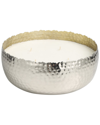 Peyton Lane White Wax White Sage Scented Wide Hammered 90oz 4-wick Candle