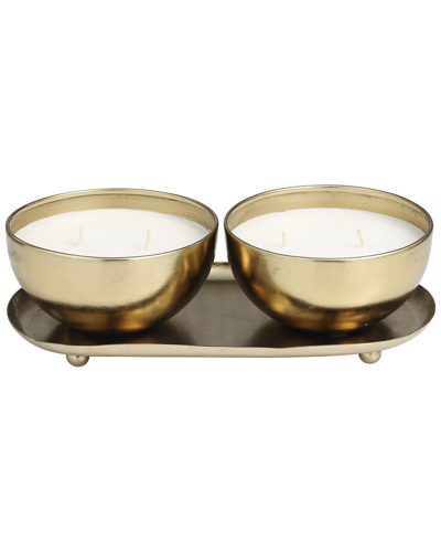 Peyton Lane Set Of 2 White Wax English Garden Scented 12oz 2-wick Candle