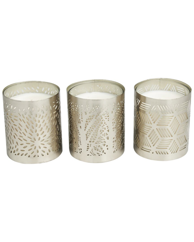 Peyton Lane Set Of 3 Geometric White Wax Vanilla Marshmallow Scented 13oz 1-wick Candle