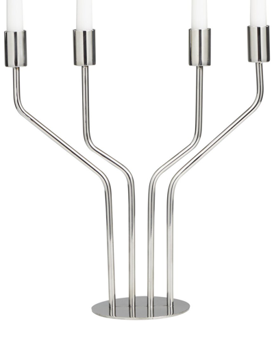 Peyton Lane Geometric Silver Stainless Steel Abstract Angled Candelabra