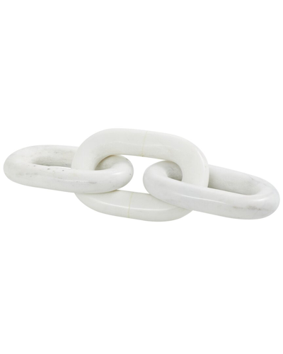 Peyton Lane Chain White Marble Geometric 3 Link Sculpture