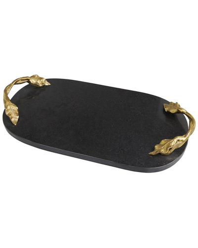Peyton Lane Black Marble Oval Tray