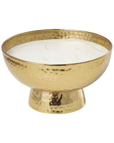 Peyton Lane White Wax English Garden Scented Wide Hammered 70oz 4-wick Candle
