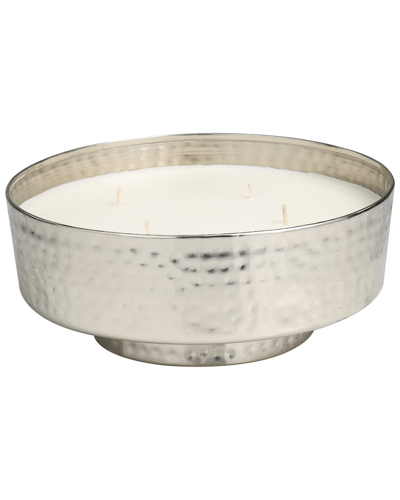 Peyton Lane White Wax White Sage Scented Wide Hammered 70oz 4-wick Candle