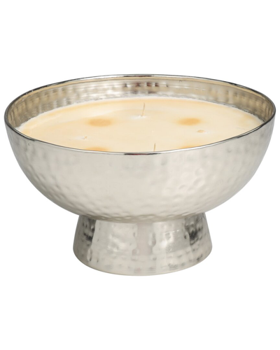 Peyton Lane White Wax Jasmine Scented Wide Hammered 70oz 4-wick Candle