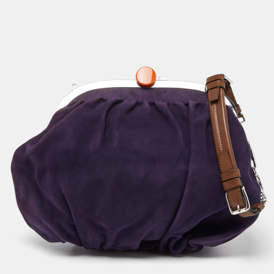 Pre-owned Marni Purple Suede And Leather Frame Shoulder Bag