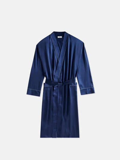 Soho Home Mens Silk Robe In Blue
