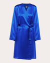 La Perla Belted Knee-length Silk Robe In Blue