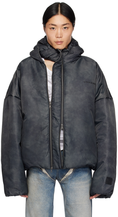 Y/project Double Collar Puffer Jacket In Grey