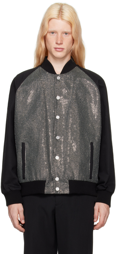 Balmain Black Cotton Denim Bomber Jacket