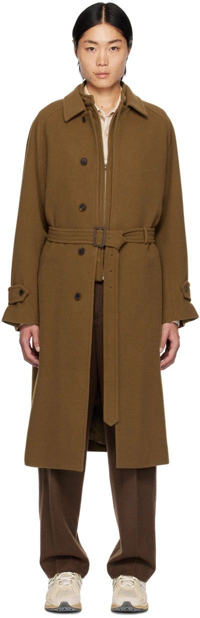 Auralee Brown Brushed Coat In 24589137 Brown