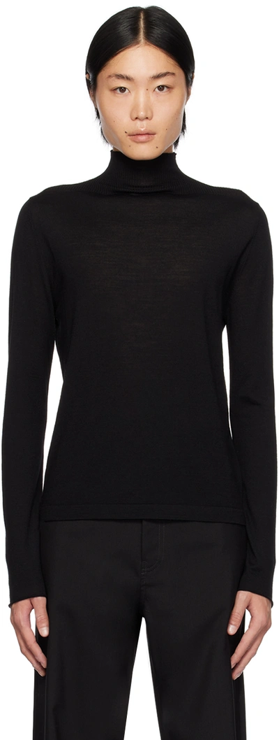 Marni Black Embroidered Turtleneck In 00n99 Black