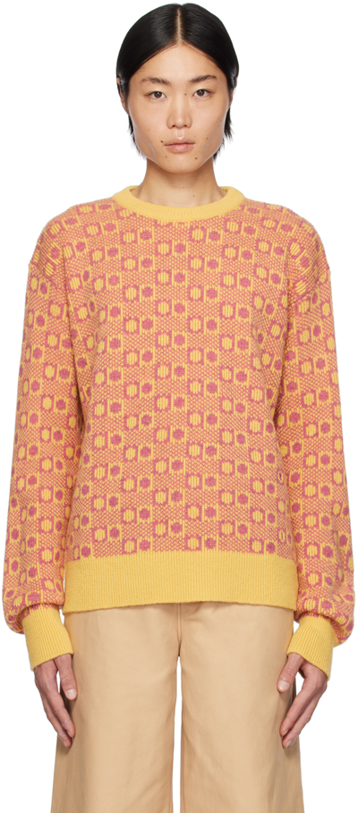 Marni Yellow & Pink Jacquard Sweater In Jqc66 Cassis