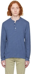 Rag & Bone Blue Classic Flame Henley In Wrnindigo