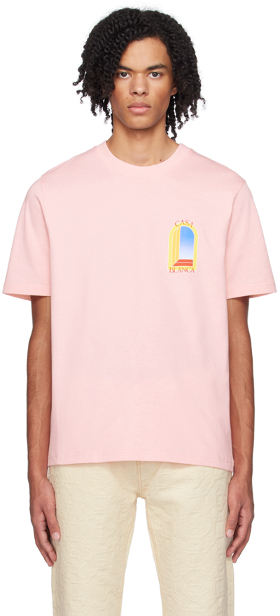 Casablanca Pink 'l'arche De Jour' T-shirt In Pale Pink L Arc Colore
