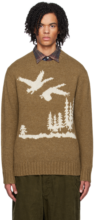 Beams Brown Intarsia Sweater In Brown(duck)28