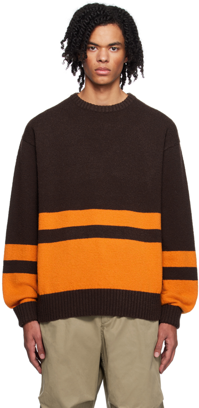 Beams Brown Horizontal Stripe Sweater In Brown28